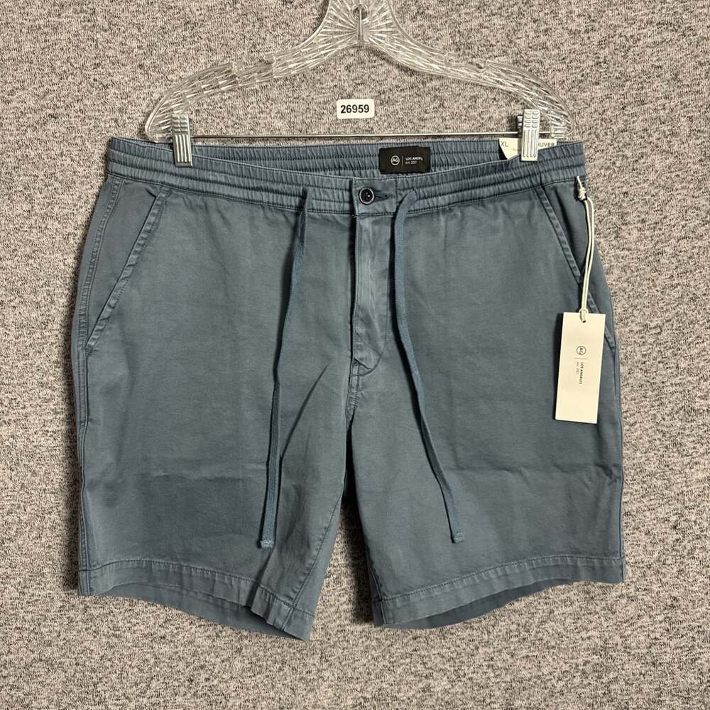 NWT AG Goldschmied Men's Size XL Green Blue Oliver Relaxed Drawstring Shorts 7"